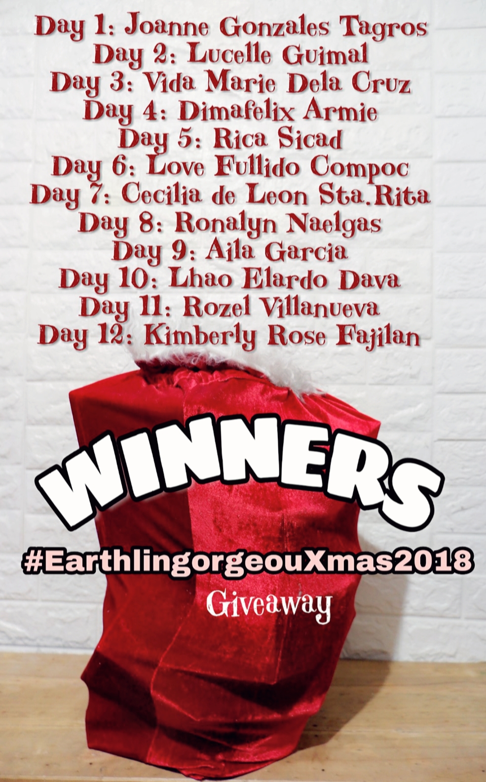 #EarthlingorgeousXmas2108 giveaway Winners