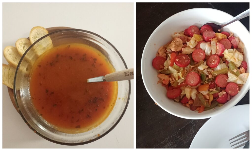 soup and stir-fried order ingredients