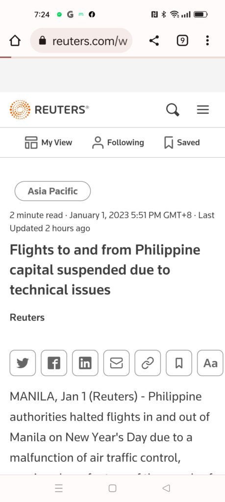 Philippines Air Traffic Control Tower power outage 2023 Mercury in Retrograde
